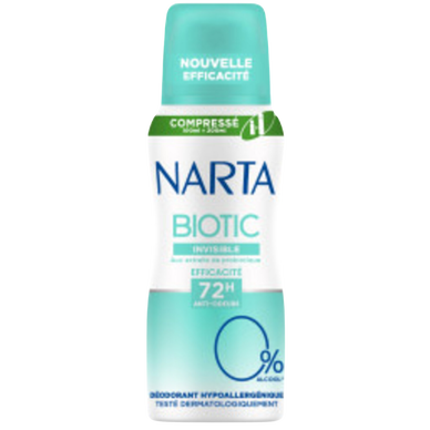 Déodorant spray compressé NARTA femme Biotic invisible 100mL