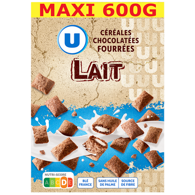Céréales chocolatées fourrées au lait - paquet 600g