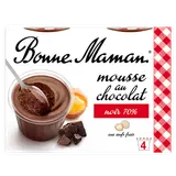 Mousse au chocolat noir intense aux oeufs frais BONNE MAMAN  -  4 potsde 50g