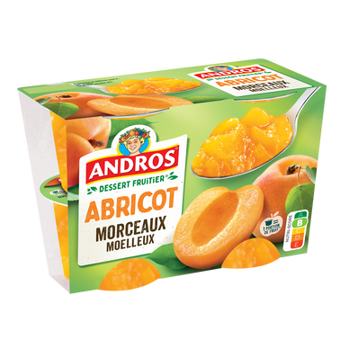 Dessert fruitier avec morceaux Abricot ANDROS  -  4 pots de 100g