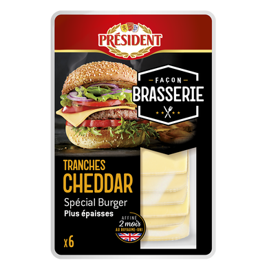 Cheddar en tranches façon brasserie 28%mg PRESIDENT x6 200g
