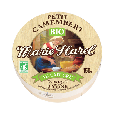Camembert bio au lait cru, 22% de MG, MARIE HAREL, 150g