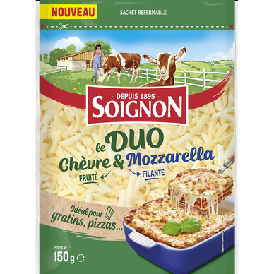 Fromage râpé duo chèvre et mozzarella SOIGNON - 150g