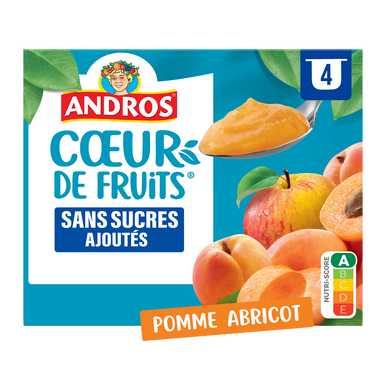 Compote Cur de Fruits SSA pomme abricot ANDROS 4x97g