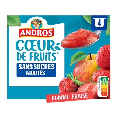 Compote Andros C ur de Fruits SSA Pomme Fraise 4x97g