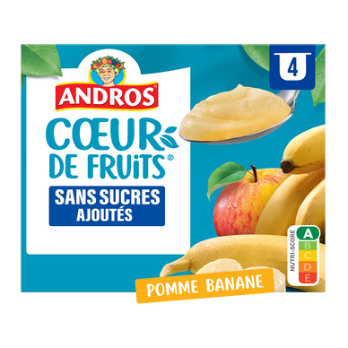 Compote Cur de Fruits SSA pomme banane ANDROS 4x97g