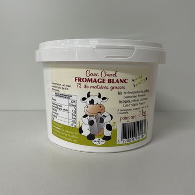 Fromage blanc, 7% de matières grasses. GAEC CHEREL. Pot 1kg