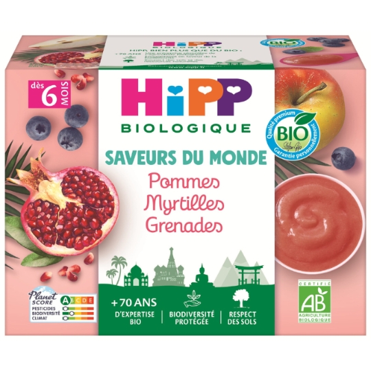 Compote bébé dès 6 mois Pomme Myrtilles Grenade Bio HIPP BIOLOGIQUE HIPP BIOLOGIQUE