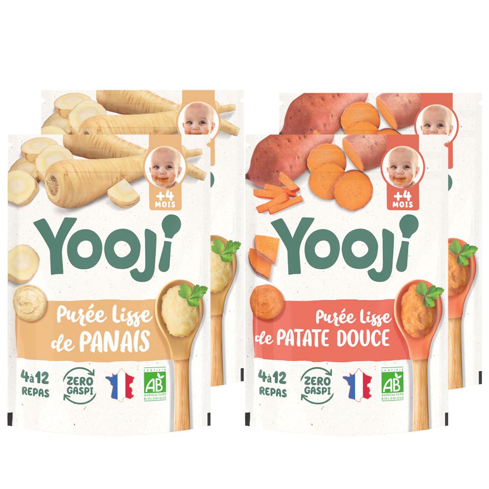Lot X4 - Panais & Patate Douce Bio - 16 Repas Dès 4 Mois - 4 X 480g YOOJI