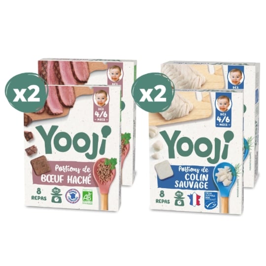 Lot X4 - Boeuf Bio & Colin Sauvage - Dès 4-6 Mois - 4 X 80g YOOJI