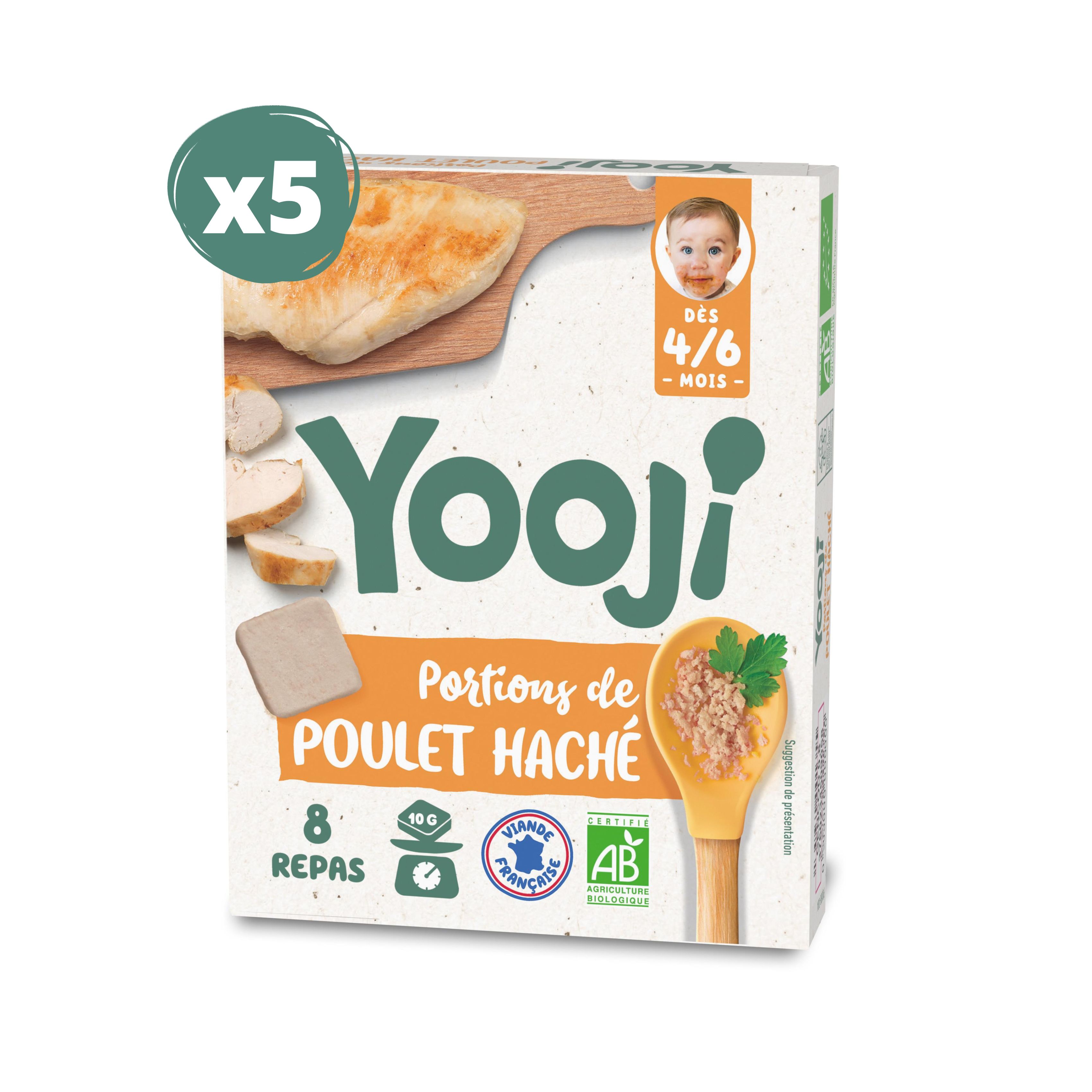 Portions De Poulet Haché Bio Pour 40 Repas Bébé Dès 4-6 Mois YOOJI