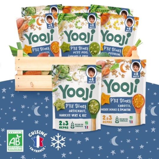 Yooji - 1 Mois De Repas Bébé Du Soir Dès 8 Mois -  Purées Légumes Et Céreales Bio Avec Morceaux YOOJI