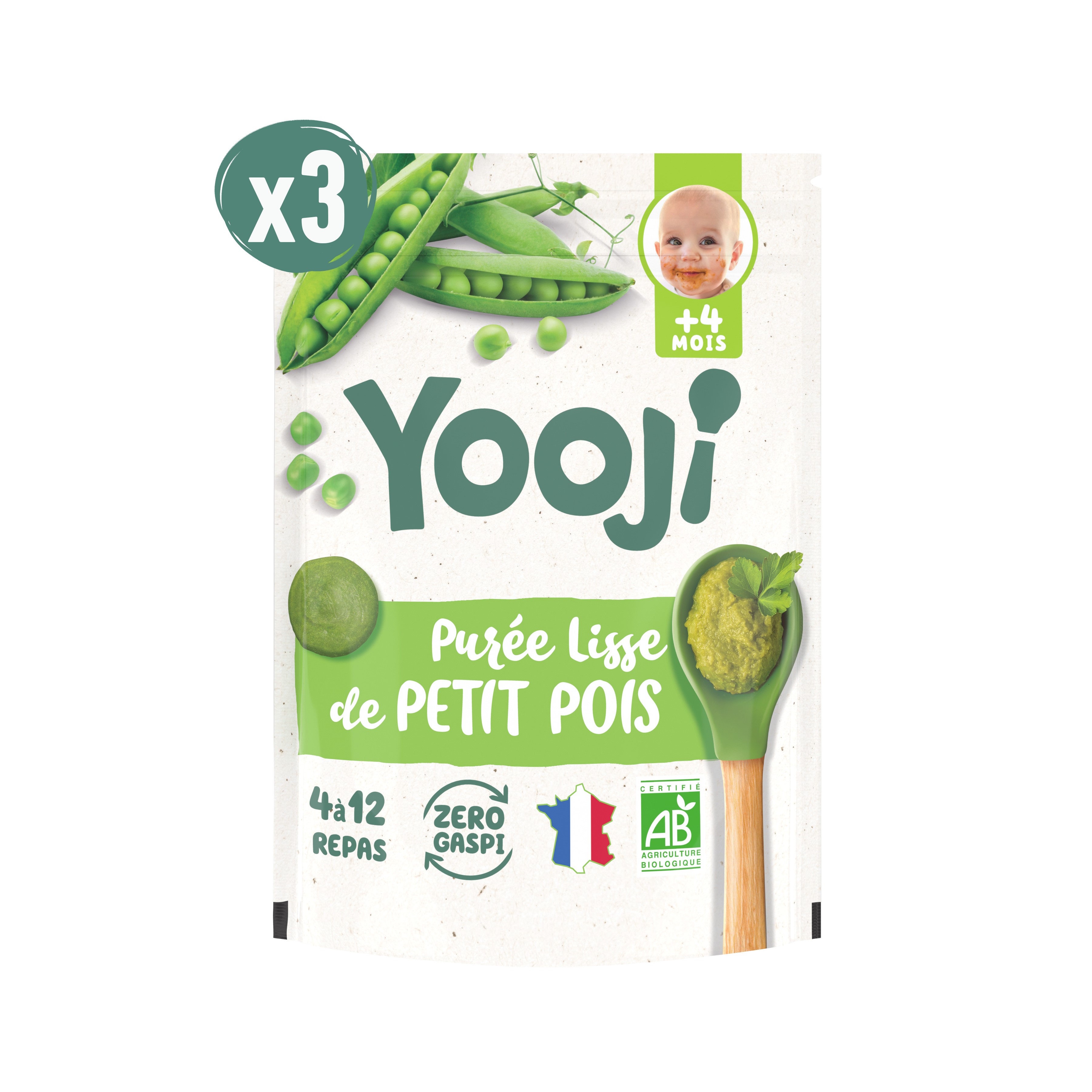 Yooji - Purée Lisse Petit Pois Bio – 12 Repas Bébé Dès 4 Mois  YOOJI