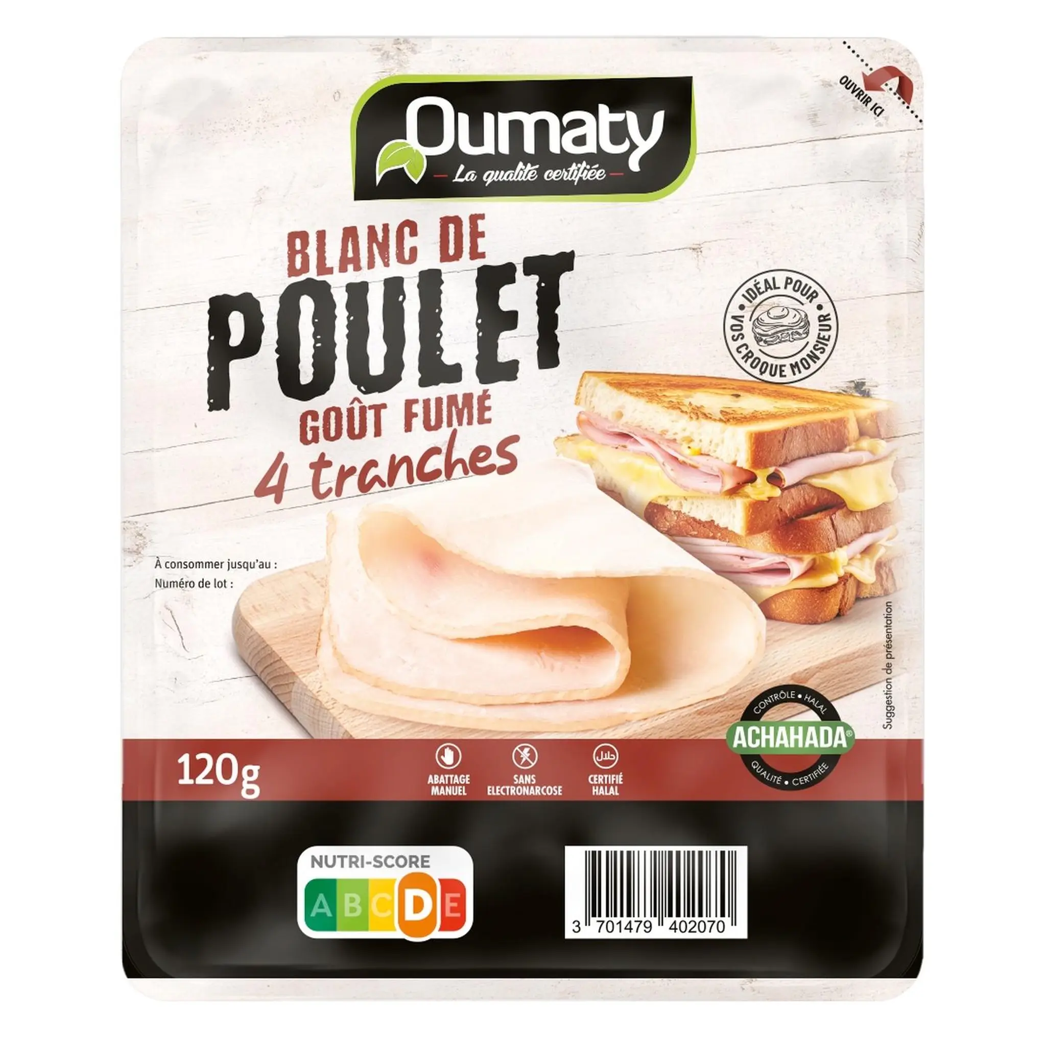 OUMATY Blanc de poulet halal goût fumé