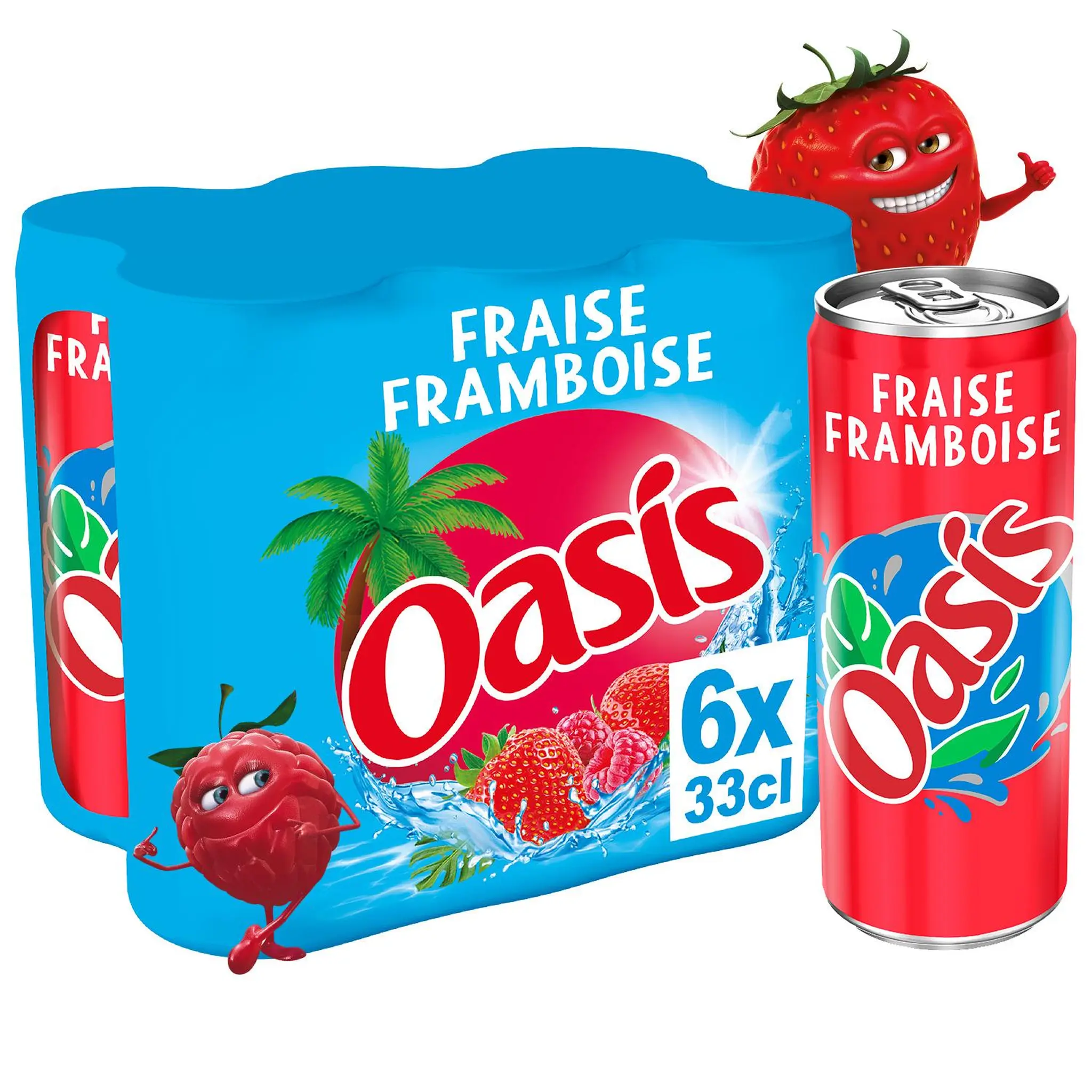 OASIS Boisson aux fruits saveur fraise framboise boîtes