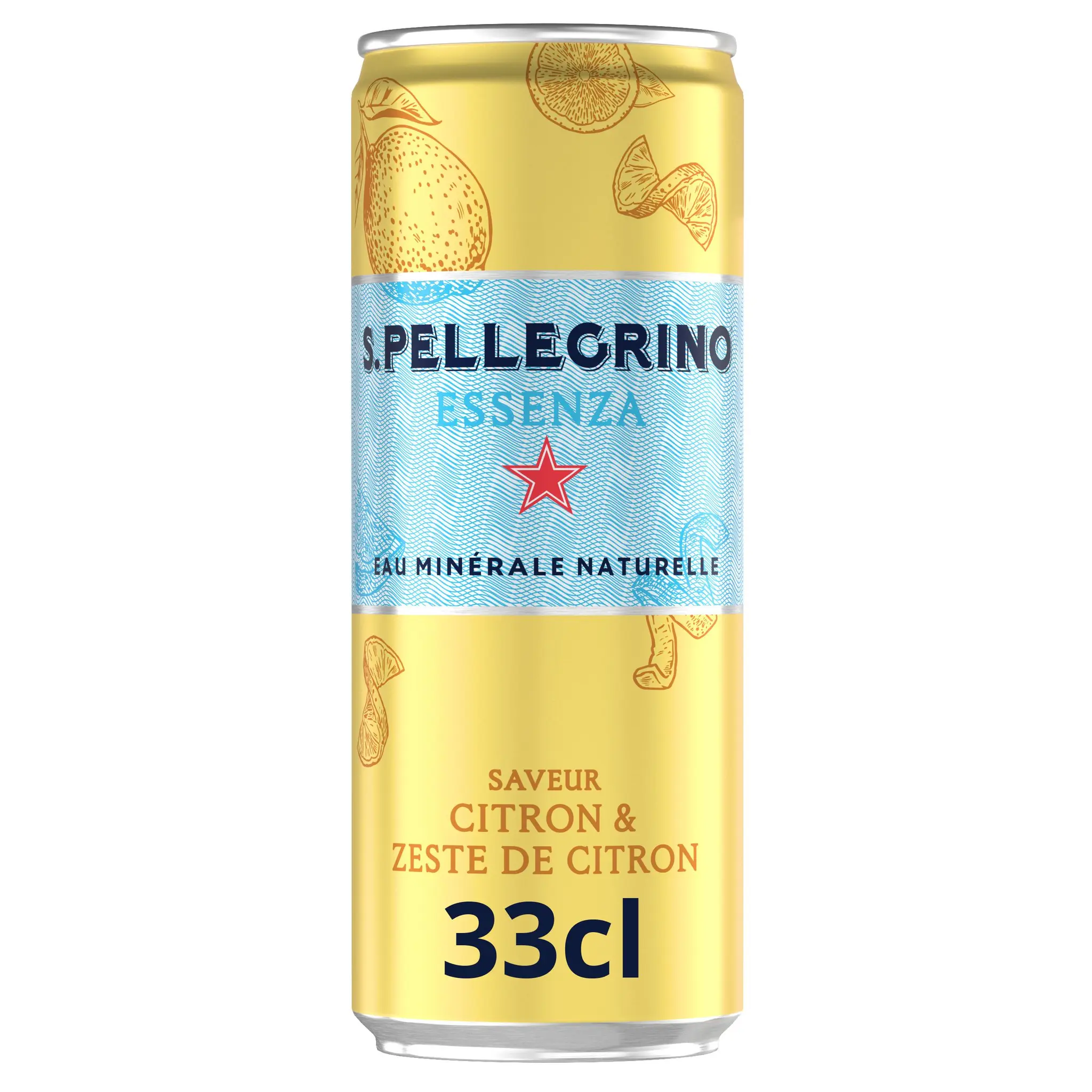 SAN PELLEGRINO Eau minérale pétillante Essenza saveur citron et zeste de citron