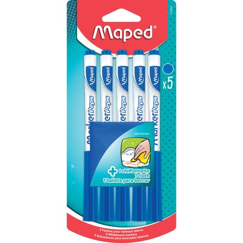 Maped  Feutres Effaçables, Bleu x5
