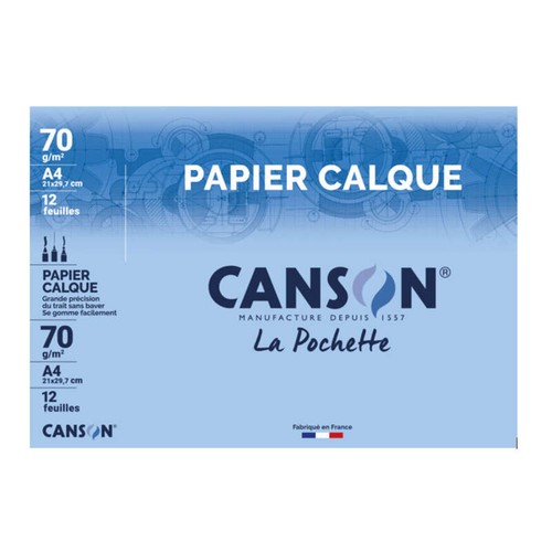 Canson Papier Calque Satiné, A4, 70Gr/M², 12 Feuilles
