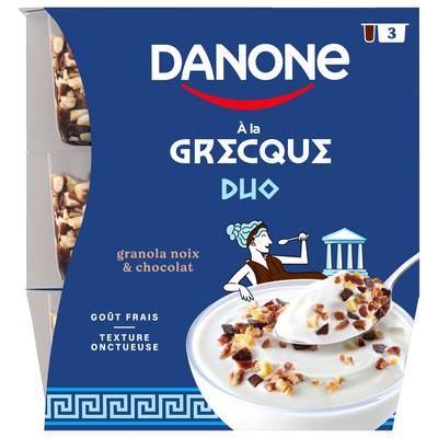 Danone Yaourts à la Grecque Duo Granola aux Noix et Chocolat Noir, 3x100g