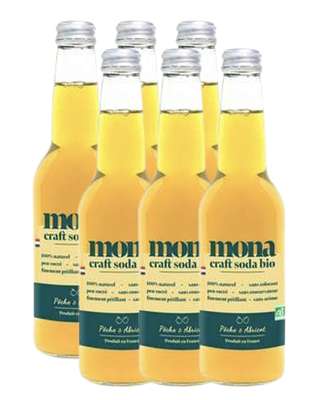 Lot de 6 x Limonade Pêche-Abricot BIO, Mona (33 cl)