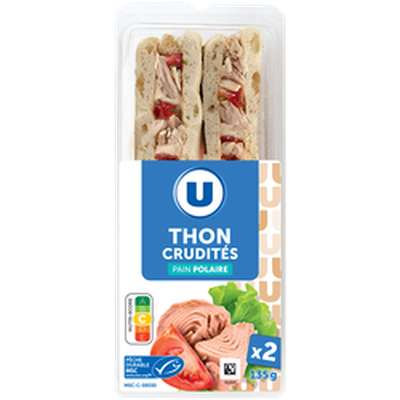 Sandwich pain polaire thon crudités, U   (135 g)