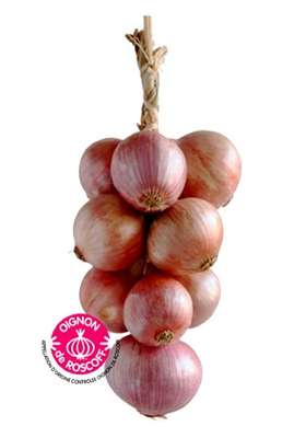 Oignon Rosé de Roscoff AOP tressé (1 Kg), France