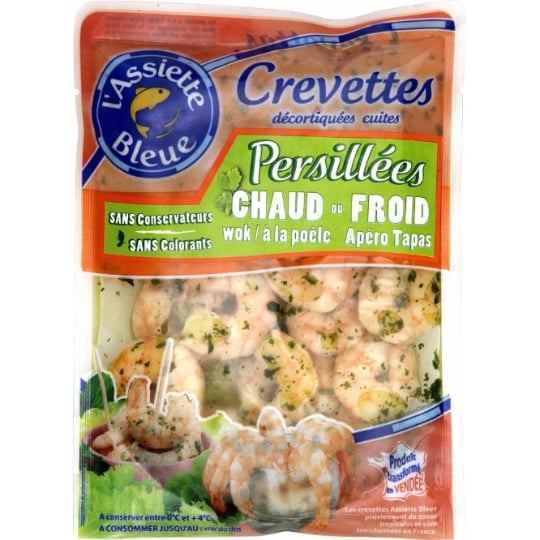 Crevettes décortiquées cuites persillées L'ASSIETTE BLEUE