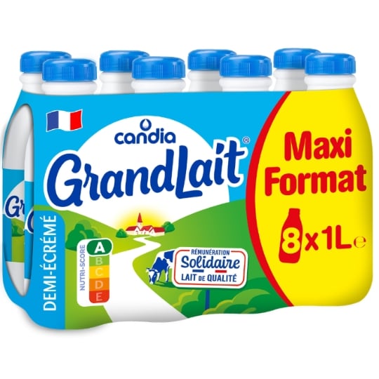 Lait Demi-Ecrémé GrandLait CANDIA