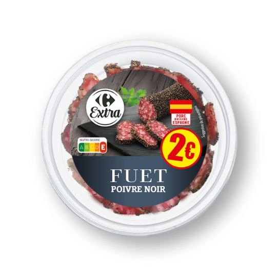 Saucissons Fuet Poivre Noir CARREFOUR EXTRA