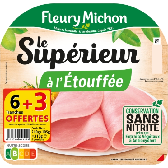 Jambon Le Supérieur à L'étouffée Sans Nitrite FLEURY MICHON