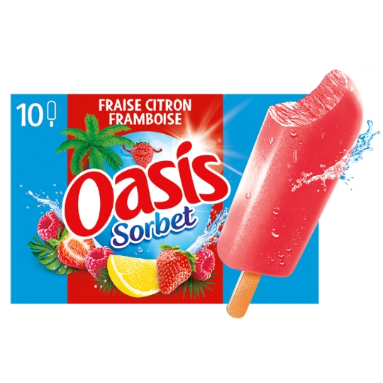 Sorbets Bâtonnets Fraise Citron et Framboise OASIS