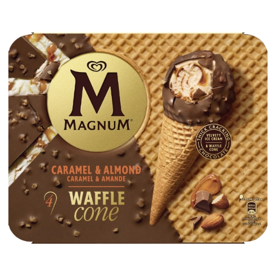 Glaces Cônes Vanille Caramel Chocolat et Amandes MAGNUM