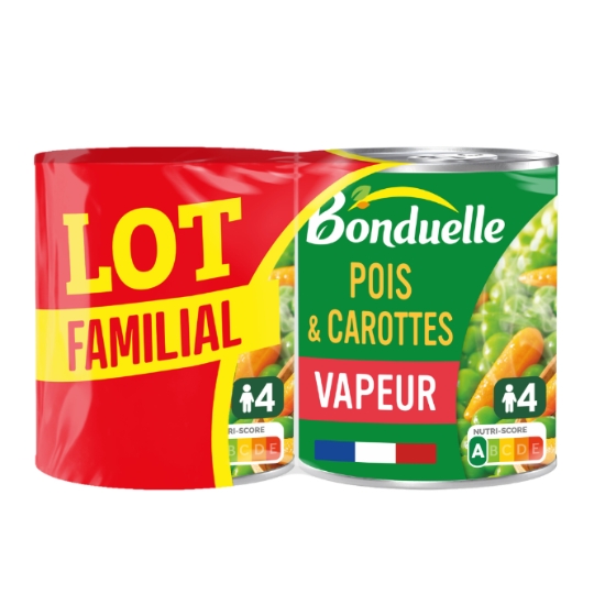 Petits Pois et Carottes Extra Fondants Cuits Vapeur BONDUELLE