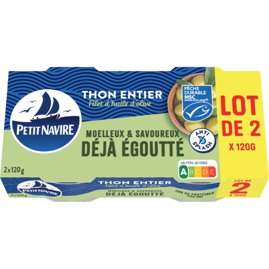 Thon Entier Déjà Egoutté Moelleux & Savoureux PETIT NAVIRE