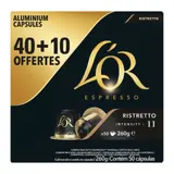 Café Capsules Ristretto Intensité 11 Compatible Nespresso L'OR