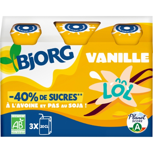 Boisson Végétale à l'Avoine Vanille Bio -40% de Sucres BJORG