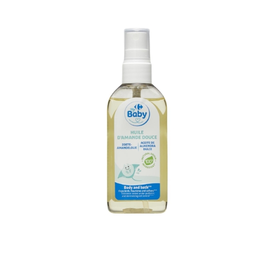 Huile d’amande 100 % d’origine naturelle, douce raffinée et dès la naissance CARREFOUR