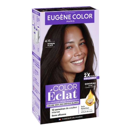 Coloration Cheveux Crème Permanente Marron Glaé 4.15 Color Éclat EUGENE COLOR