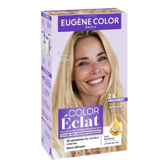 Coloration Cheveux Crème Permanente Blond Clair Naturel 8.0 Color Eclat EUGENE COLOR