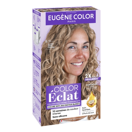 Coloration Cheveux Crème Permanente Blond Doré Cendré 8.31 Color Eclat EUGENE COLOR