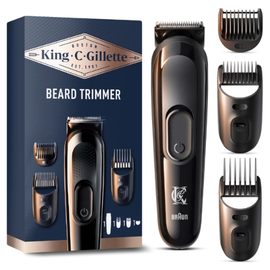 Tondeuse à Barbe Sans Fil pour Homme avec Sabots, Brosse de Nettoyage GILLETTE