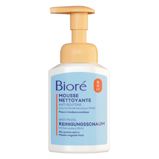 Mousse Nettoyante Visage Peau à Problèmes Anti-boutons Acide Salicylique Agave Bleu Bicarbonate de Sodium BIORE