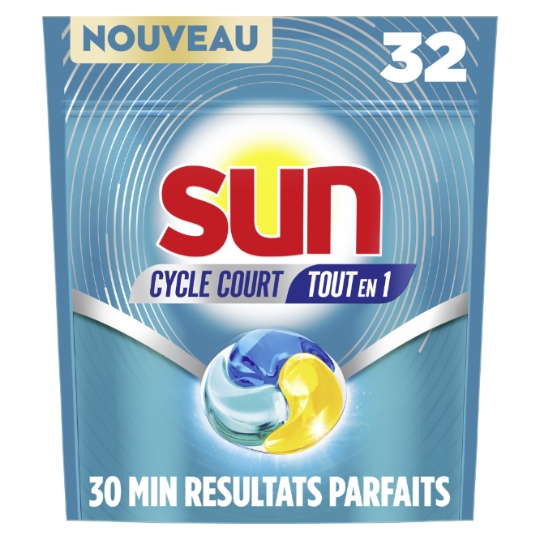Tablettes Lave-Vaisselle Cycle Court Tout en 1 Parfum Citron & Thé Vert SUN