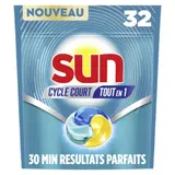 Tablettes Lave-Vaisselle Cycle Court Tout en 1 Parfum Citron & Thé Vert SUN