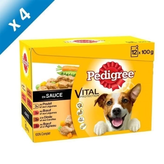 Pedigree Sachets Fraicheur En Sauce 4 Varietes - Pour Chien - 12x 100 PEDIGREE
