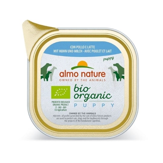 Almo Nature Chien Bio Organic Puppy Poulet Et Lait Barquette - 100 G ALMO NATURE