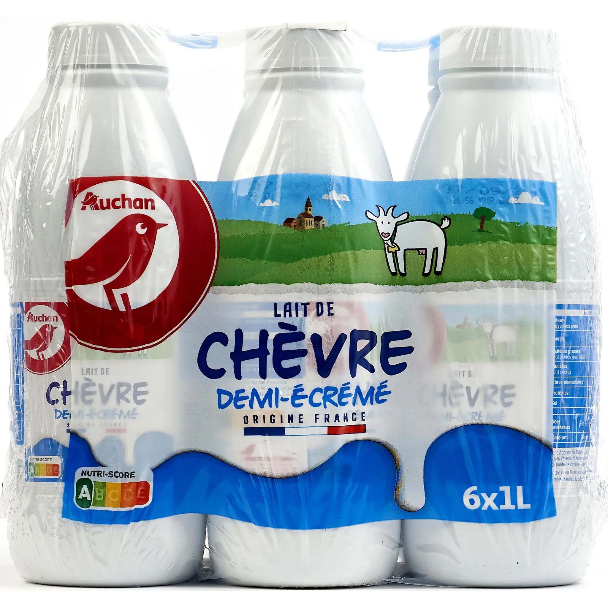AUCHAN Lait de chèvre demi-écrémé UHT