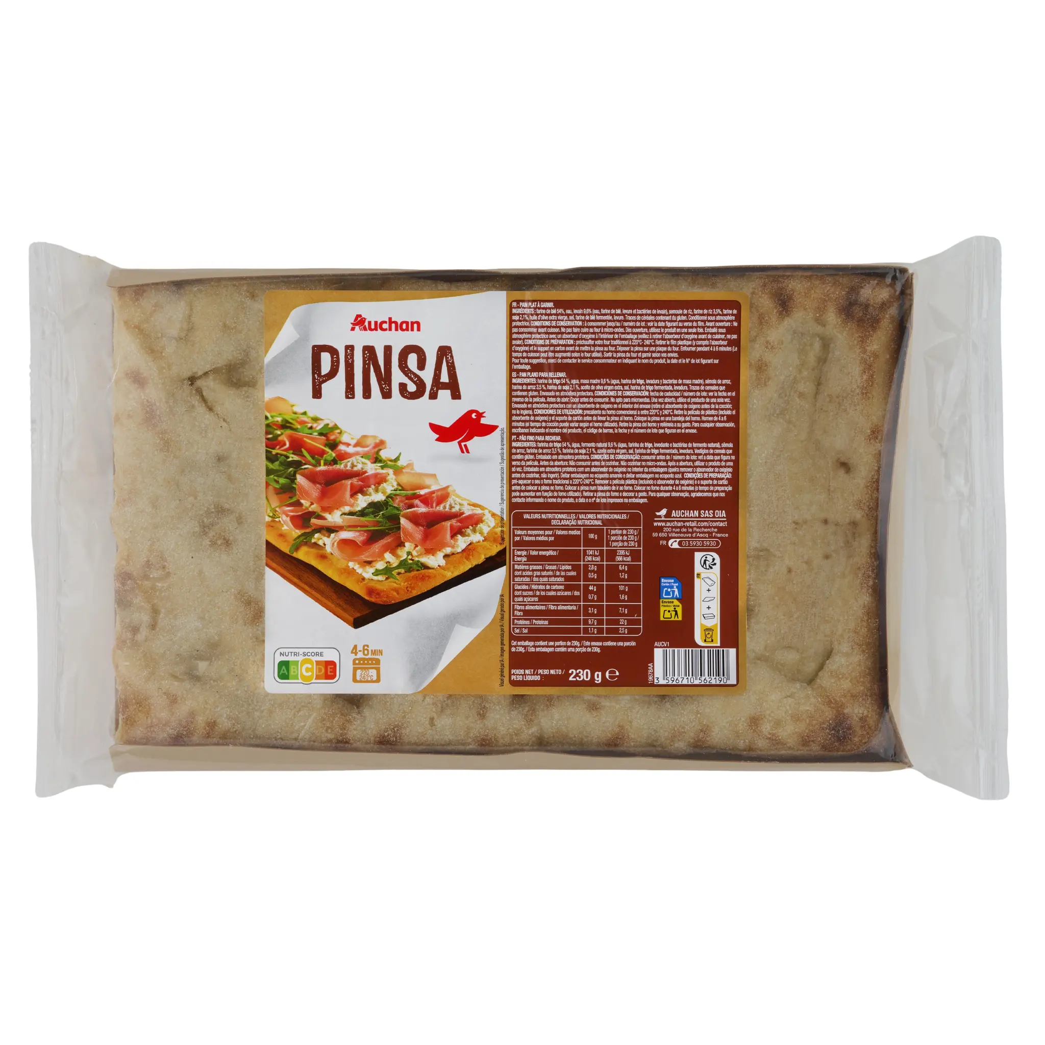 AUCHAN Pizza pinsa nature