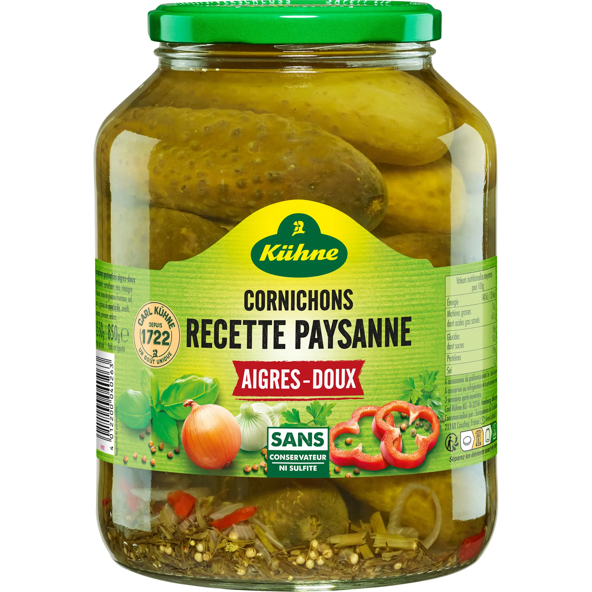 KUHNE Cornichons recette paysanne aigres-doux