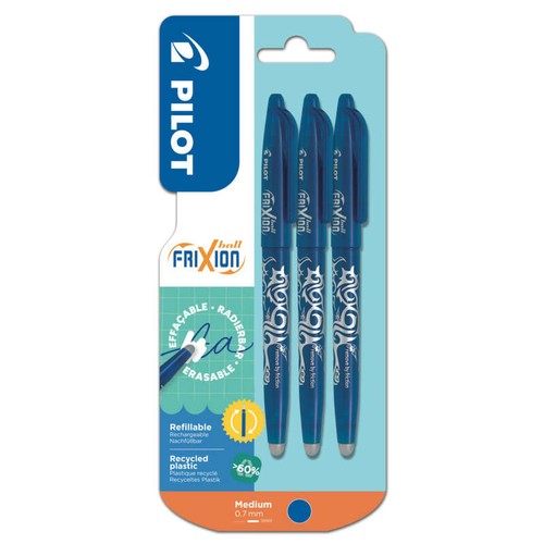 Pilot 3 Stylos Effaçables Frixion Ball Bleu